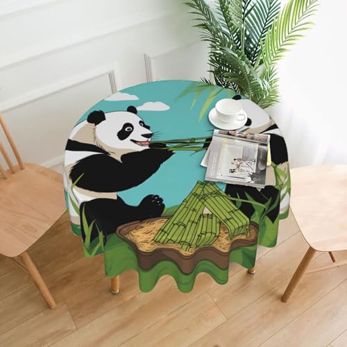 LAABBE Runde dekorative Tischdecke, 152,4 cm, zwei niedliche große Pandas, Stempel für den Innen- und Außenbereich, auf runden Tischen wie Couchtischen, Esstischen und Bauernhoftischen LAABBE Runde dekorative Tischdecke, 152,4 cm, zwei niedliche große Pandas, Stempel für den Innen- und Außenbereich, auf runden Tischen wie Couchtischen, Esstischen und Bauernhoftischen von LAABBE