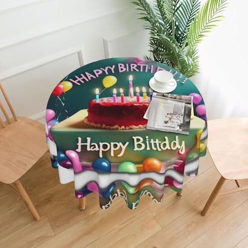 LAABBE Runde dekorative Tischdecke, "Happy Birthday", 152,4 cm, schöner Stempel für den Innen- und Außenbereich, auf runden Tischen wie Couchtischen, Esstischen und Bauernhoftischen LAABBE Runde dekorative Tischdecke, "Happy Birthday", 152,4 cm, schöner Stempel für den Innen- und Außenbereich, auf runden Tischen wie Couchtischen, Esstischen und Bauernhoftischen von LAABBE