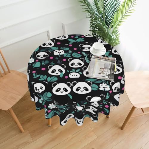LAABBE Runde dekorative Tischdecke, Panda, niedlicher Gesichtsstempel für den Innen- und Außenbereich, auf runden Tischen wie Couchtischen, Esstischen und Bauernhoftischen LAABBE Runde dekorative Tischdecke, Panda, niedlicher Gesichtsstempel für den Innen- und Außenbereich, auf runden Tischen wie Couchtischen, Esstischen und Bauernhoftischen von LAABBE