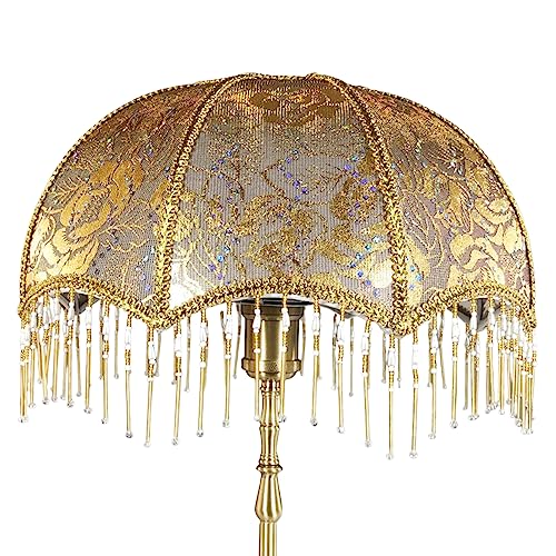 LAANCOO Europäischer Vintage Lampenschirm, Tassel Lampenschirm Viktorianische Fransen Lampenschirme Wandleuchte Dekor Trommel Lampenschirme Dekorative Pendelleuchte Schirm für Tisch Stehlampen von LAANCOO