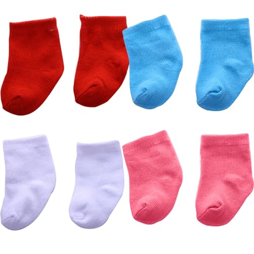 LAANCOO Puppenzubehör, Puppensocken, 4 Paar Puppensocken, Mini-Socken-Baby-Kleidung, Puppensocken, Puppenzubehör für 18-Zoll-Baby-Puppen, Puppenschuhe LAANCOO Puppenzubehör, Puppensocken, 4 Paar Puppensocken, Mini-Socken-Baby-Kleidung, Puppensocken, Puppenzubehör für 18-Zoll-Baby-Puppen, Puppenschuhe von LAANCOO
