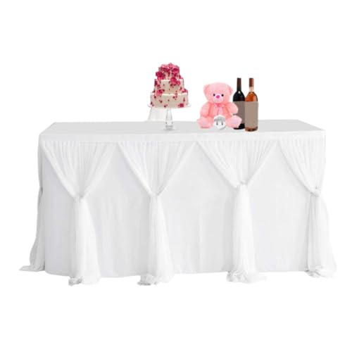 LAANCOO Weißer Tüll Tischrock, Tischdecke, Tutu Tischröcke, rechteckige Tische oder runde Tische, Tischdecke für Hochzeit, Geburtstag, Party, Babyparty, 1,8 m LAANCOO Weißer Tüll Tischrock, Tischdecke, Tutu Tischröcke, rechteckige Tische oder runde Tische, Tischdecke für Hochzeit, Geburtstag, Party, Babyparty, 1,8 m von LAANCOO