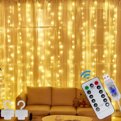 LABEHOLD Lichtervorhang Lichterkette Innen 3x3m - 300 LED Lichterketten Vorhang, Lichtervorhang Innen USB mit Fernbedienung Timer, Dimmbar Lichtervorhang für innen und außen Deko, Warmweiß 8 Modi LABEHOLD Lichtervorhang Lichterkette Innen 3x3m - 300 LED Lichterketten Vorhang, Lichtervorhang Innen USB mit Fernbedienung Timer, Dimmbar Lichtervorhang für innen und außen Deko, Warmweiß 8 Modi von LABEHOLD