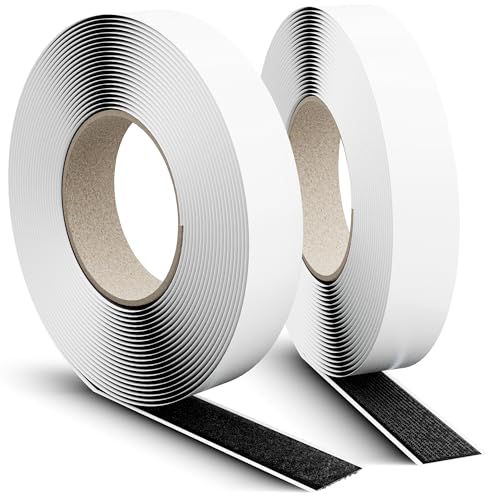 LABEL THE CABLE Klettband selbstklebend, sofort belastbar, 8m x 20mm, Kleben statt Bohren, Klettpunkte für Bilder, Polster, Kabelmanagement, doppelseitiges Klebeband (Schwarz, 8m - 20mm) von LABEL THE CABLE