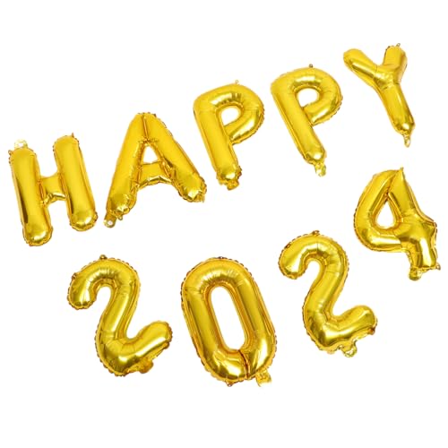 LABRIMP 1 Satz Goldfolienballons Set für Silvester Happy Party Dekoration Riesen Ballons für Neujahrsfeier Hochwertige Aluminium Folienballons als Fotokulisse und Tischdeko von LABRIMP