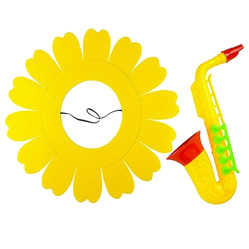 LABRIMP 1 Satz Saxophon-requisiten Cosplay-outfits Trompete Lernspielzeug Performance-kopfbedeckung Pädagogisches Trompetenspielzeug Halloweenkostüm Plastik Kind Sonnenblume Einstellen von LABRIMP