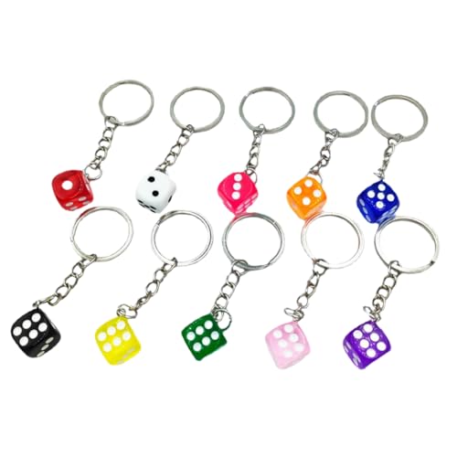 LABRIMP 10 Stück Bunter Würfel Schlüsselanhänger Teiliges aus Resin Versatile Schlüsselanhänger für Taschen und Dekoration als für Freunde und Familie von LABRIMP