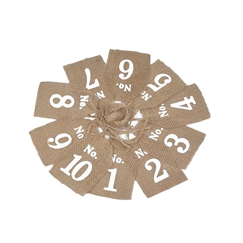 LABRIMP 10 Stück Hochzeit Tischnummern aus Jute Dekorative Weinbeschriftungen für Hochzeitsfeiern Vielseitige Tischkarten für Veranstaltungen für Feierlichkeiten und Anlässe von LABRIMP
