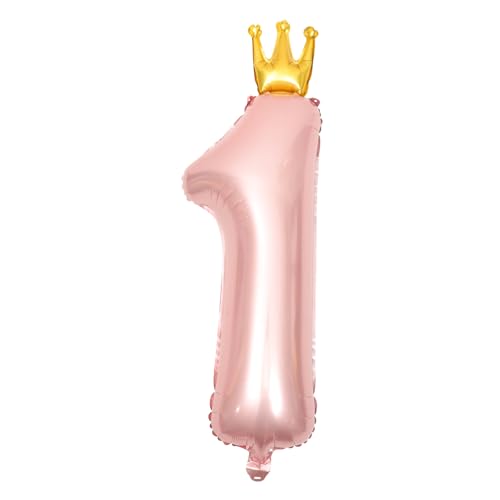 LABRIMP 10 Stück Krone Nummer Luftballons für Geburtstag Folienballons Rosa für Mädchen Dekorationen für Kindergeburtstagsfeiern und Fotoshootings von LABRIMP