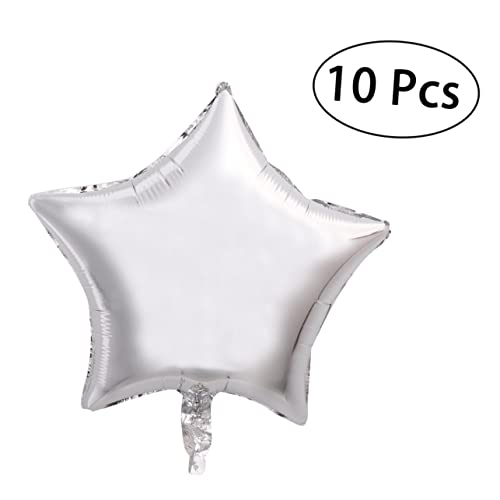 LABRIMP 10 Stück Silberne Fünfzackige Folienballons für Hochzeiten Geburtstagsfeiern und Valentinstag Wiederverwendbar Helium und Luftfüllung von LABRIMP