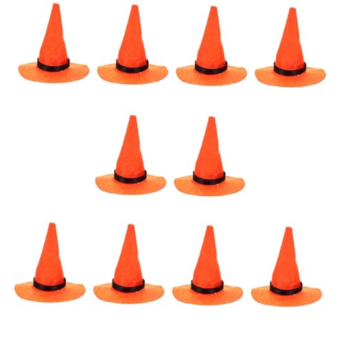 LABRIMP 10 Stück Teiliges Mini Filz Hexenhüte in Orange Dekorative Halloween Flaschenüberzüge Klassische Kleine Hexenhüte für Weinflaschen Festliche Partydekorationen für Halloween von LABRIMP
