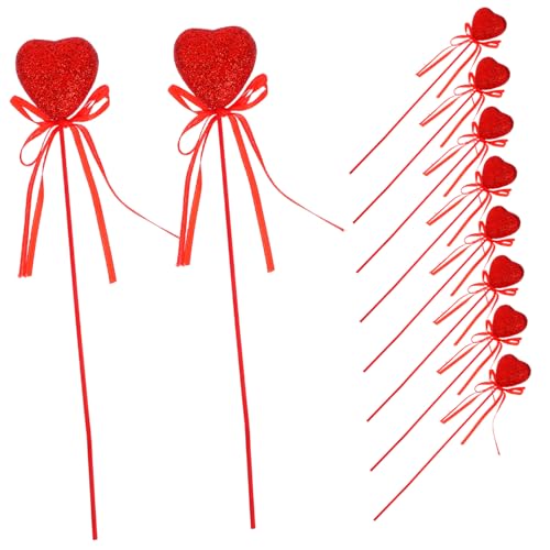 LABRIMP Valentinstag Herz Picks 10 Stücke Schaum Herz Sticks Glitter Bögen Hochzeit Tafelaufsatz Lieferungen von LABRIMP