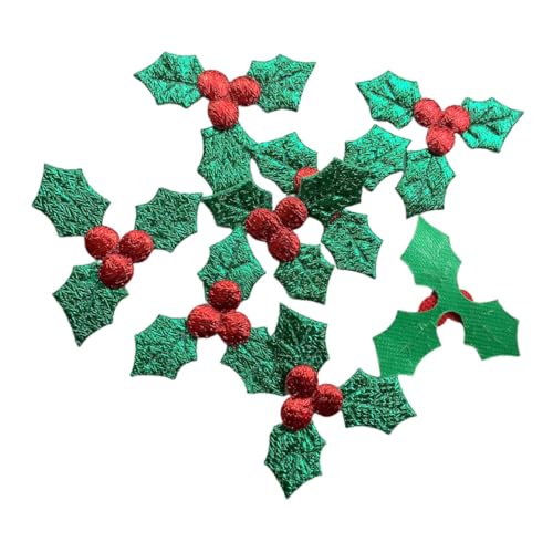 LABRIMP 100 Stück Weihnachtsdeko und Rote Beeren aus Gold-grünem für DIY Basteln und Partydekoration für Weihnachtsbaum und Festgestaltung von LABRIMP