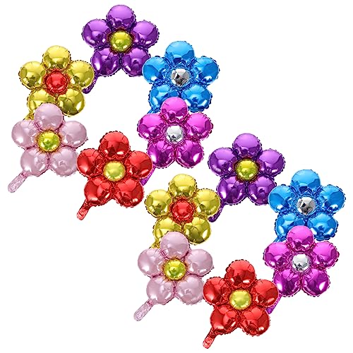 LABRIMP 12 Stück Aluminium Folienballons Blumen für Geburtstag Hochzeit und Festivaldekoration Langlebige Party Luftballons Gold Rot Rosa und Dunkelblau von LABRIMP