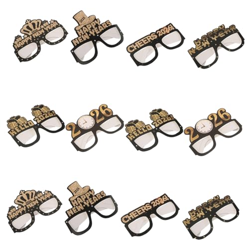 LABRIMP 12 Stück Teiliges Happy Year Partybrillen aus Papier Year Eyeglasses mit Festlichem Design für Silvesterfeier Fotorequisiten und Dekoration Leicht und Vielseitig für Erwachsene von LABRIMP