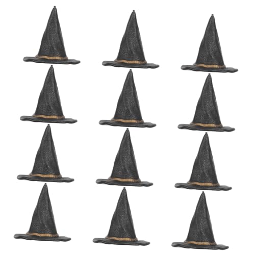 LABRIMP 12 Stück Teiliges Miniatur Hexenhüte aus Filigrane Kleine Hexenhüte für Puppenhaus Dekoration DIY Halloween Basteln Handgefertigte Mini Witch Hats für Puppen und Partyaccessoires von LABRIMP