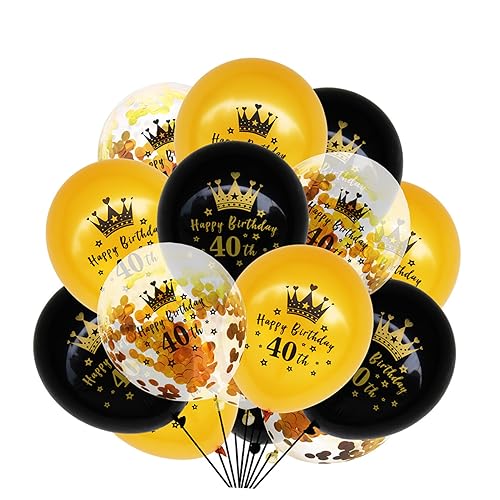 LABRIMP 15st Geburtstag Luftballons Partyballons Zum Geburtstag Zahlenballons Goldene Und Schwarze Luftballons Aufgeblasener Ballon Konfetti Geburtstagsballons Emulsion Requisiten Kanten von LABRIMP