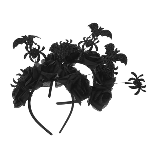 LABRIMP 2 Stück Gothic Haarreifen mit Schwarzen Rosen Fledermaus Spinnennetz-dekor Halloween Stirnband für Frauen Day Of The Dead Cosplay Party Haaraccessoire von LABRIMP
