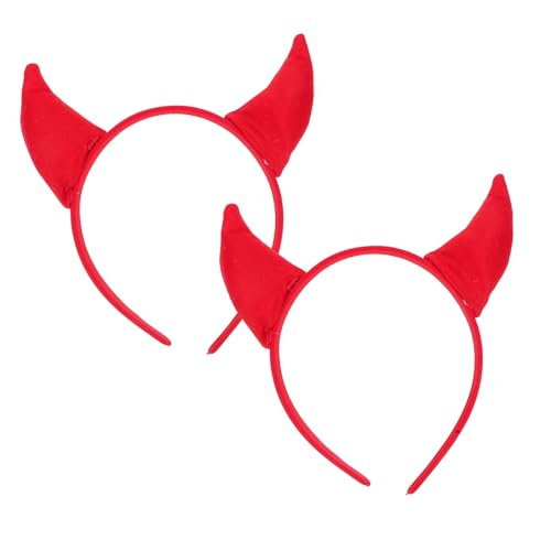 LABRIMP 2 Stück Rote Teufelshörner Haarreif Damen und Mädchen Halloween Kopfschmuck für Cosplay Festliche Kostüme Bühnenrequisiten von LABRIMP