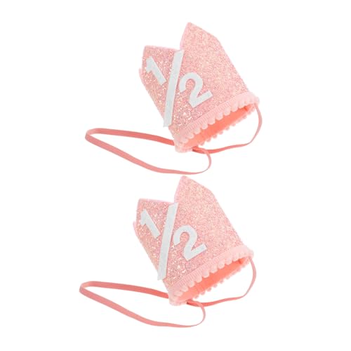 LABRIMP 2 Stück Teiliges Halbjahres-Glitzernde Geburtstagskopfbedeckungen für Kleinkinder Neugeborenen Fotoshooting Requisiten Festliche Kindergeburtstagsdekoration von LABRIMP