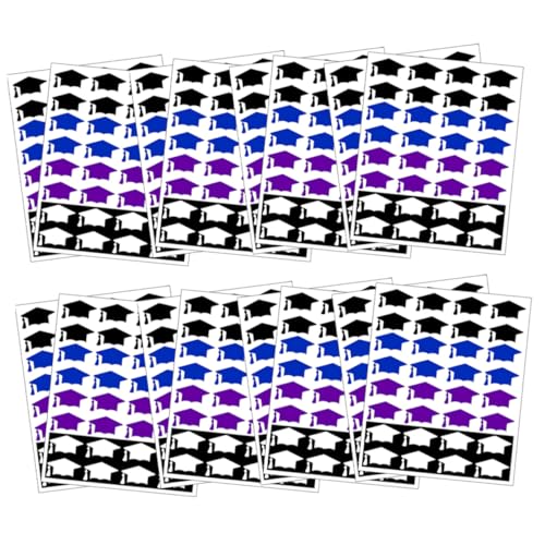 LABRIMP 20 Blatt Selbstklebende Abschlussmützen Aufkleber Dekorative Cap Sticker für Abschlussfeier Geschenketiketten Partydeko pro Blatt von LABRIMP