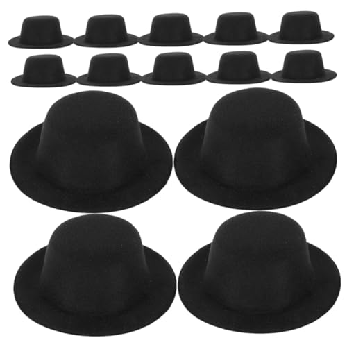LABRIMP 20 Stück Teiliges Mini Top Hat Schwarz Kleine Filz Hüte für Schneemann Puppen DIY Basteln Miniatur Dekoration Weihnachten Party Zubehör von LABRIMP