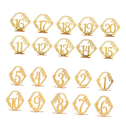 LABRIMP 20 Stück Tischnummern aus für Hochzeiten Teiliges mit Modernen Designs Doppelseitiger Goldener Gravur für Stilvolle Tischdekoration für Restaurants und Veranstaltungen von LABRIMP