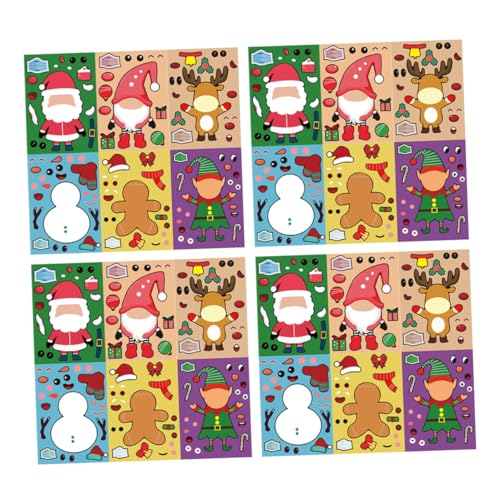 LABRIMP 24 Blatt Teiliges Weihnachts-DIY Puzzle Sticker mit Bunten Cartoon Motiven Kreative Xmas Dekoration für Weihnachtsfeier Lernspielzeug und für Jungen und Mädchen von LABRIMP