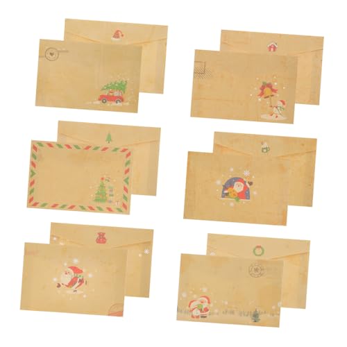 LABRIMP 24 Stück Weihnachtsbriefumschläge aus Hochwertigem Kraftpapier Vintage Einladungskarten Umschläge mit Weihnachtlichem Design Stilvolle Einladungshüllen für Hochzeit Geburtstag von LABRIMP