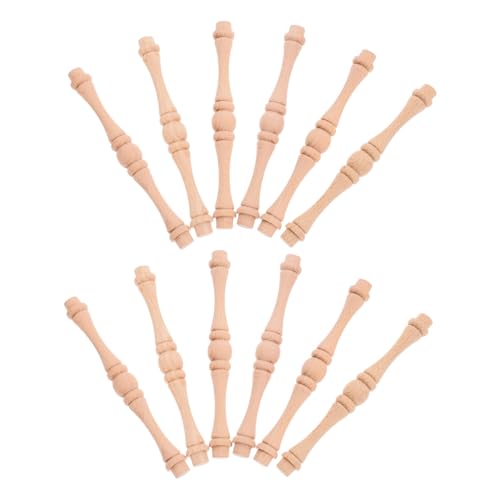 LABRIMP 25 Stück Holzschnitzkolumnen Spindeln für Treppe Holzhandlasse handwerk aus massivem holz Schrankornamente Holzmöbel dekorieren Holzhandwerk Dekorationen aus Massivholz Beige von LABRIMP
