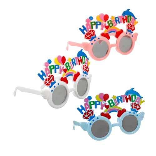 LABRIMP 3 Stück Teiliges Lustige Geburtstagsbrillen Party Sonnenbrillen Blau und Weiß Kreative und Farbenfrohe Fotorequisiten für Erwachsene und Accessoires für Unvergessliche von LABRIMP