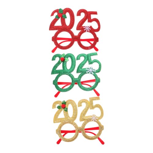 LABRIMP 3 Stück Teiliges Partybrillen Glitter Zahlen Brille Leichtes Neujahrsfest Zubehör Fotorequisiten für Silvester Geburtstagsfeier und Abschlussveranstaltung von LABRIMP