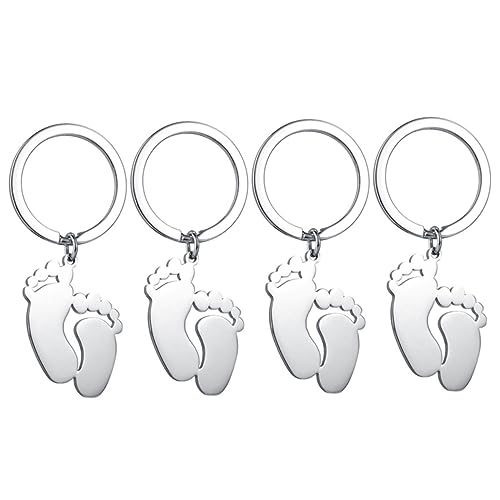 LABRIMP 4 Stück Baby-Fußabdruck-Schlüsselanhänger Preise für die Babyparty Schlüsselanhänger mit Fußabdruck-Anhänger schlüsselanhänger personalisiert schlusselanhager personalisierte Dekor von LABRIMP