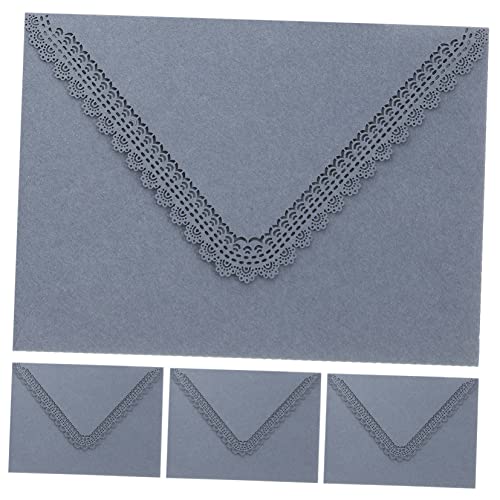 LABRIMP 4 Stück Einladungskartenumschläge mit Filigranem Design für Hochzeiten Geburtstagsfeiern Shower Elegantem Nebelblau aus Robustem für Besondere Anlässe von LABRIMP