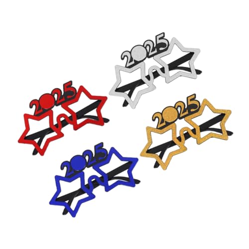 LABRIMP 4 Stück Neujahrsbrillen in Gold Silber Blau Rot Lustige Partybrillen für Silvester Auffällige Foto-requisiten Bequeme und Stylische Neujahrs-accessoires für Feier und Fotoaktionen von LABRIMP