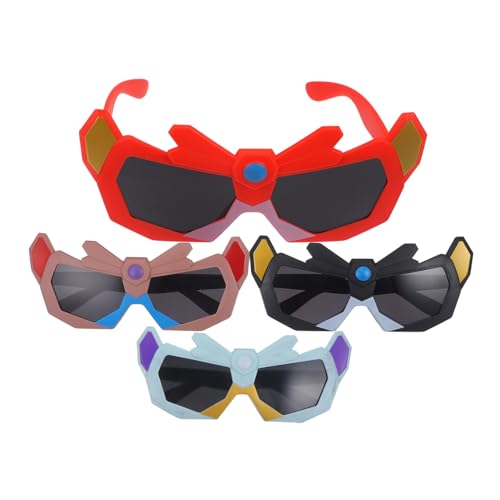 LABRIMP 4 Stück Teiliges Sonnenbrillen Robotermotiv Lustige Partybrillen für Jungen und Mädchen für Geburtstagsfeiern und Festliche Anlässe Rot Blau Schwarz Braun von LABRIMP
