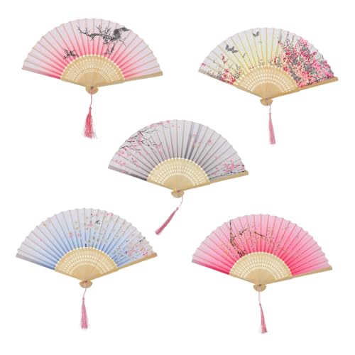 LABRIMP 5 Stück Faltfächer Japanische Stil Handfächer Vintage Design für Heimdekoration Hochzeit Alltag Tragbar und Elegant Zufällige Muster LABRIMP 5 Stück Faltfächer Japanische Stil Handfächer Vintage Design für Heimdekoration Hochzeit Alltag Tragbar und Elegant Zufällige Muster von LABRIMP