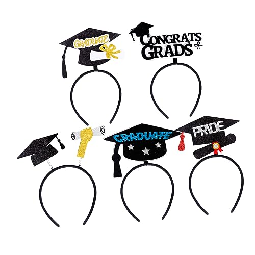 LABRIMP 5 Stück Teiliges Abschlussmützen Stirnband Einzigartige Graduation Party Favors Dekorative Bachelor Cap Haarreifen für Frauen Männer Stilvolle Fotorequisiten für Abschlussfeier von LABRIMP