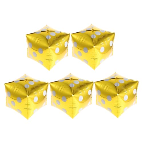 LABRIMP 5 Stück Würfel Folienballons Aluminium Folienballons für Partys Themen Deko Gold für Geburtstagsfeiern und Feierlichkeiten LABRIMP 5 Stück Würfel Folienballons Aluminium Folienballons für Partys Themen Deko Gold für Geburtstagsfeiern und Feierlichkeiten von LABRIMP