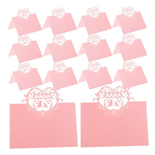 LABRIMP 50 Stück Vogelhöhle Tischkarte Dekorative Sitzkarten Empfangstischschilder Platzkarten für den Empfang Karten platzieren leere Platzkarten gefaltete Papier Rosa von LABRIMP
