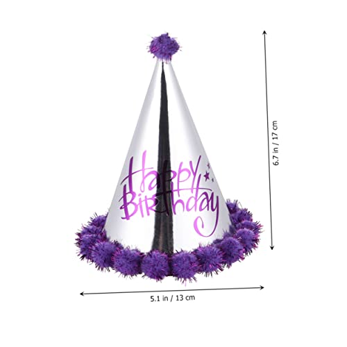 LABRIMP 5st Geburtstagskappe Papierhut Kindergeburtstagsmütze Hüte Geburtstagsparty-hut Bommel Partyhut Geburtstagshut Diy Craft Kostümhaube Hut Für Kinder Violett Mini Glitzerpapier von LABRIMP