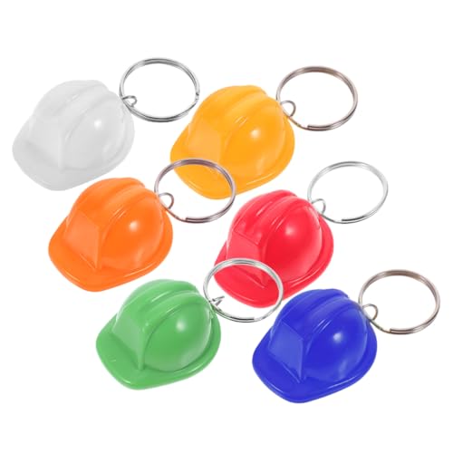 LABRIMP 6 Stück Mini Bauhelm Schlüsselanhänger Teilig für Kindergeburtstage Kreative Partygeschenke Verschiedenen Farben Praktische Accessoires für Bauenthusiasten und Ingenieure von LABRIMP