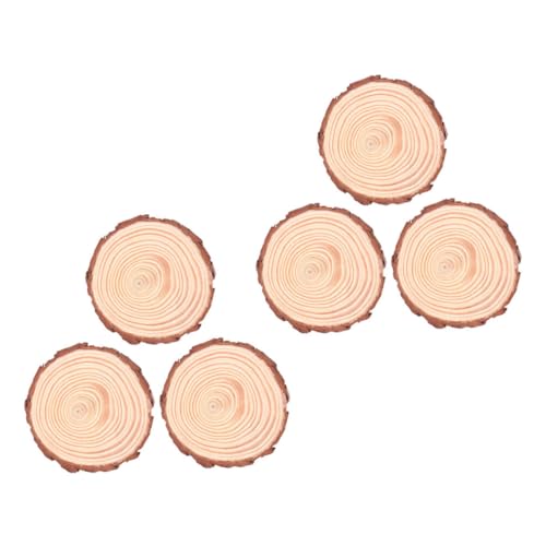 LABRIMP 6 Stück Natürliche Holzscheiben für Diy Bastelprojekte Unvollendete Rundholzscheiben für Untersetzer Hochzeiten Partys und Dekorationen Rustikales Design von LABRIMP