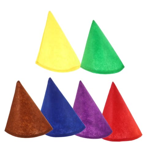 LABRIMP 6 Stück Teiliges Bunte Filz-zwergenhüte Leichte und Bequeme für Kostüme Geburtstags Halloween-party Vielseitiges Zubehör für Weihnachts Festveranstaltungen von LABRIMP