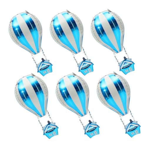 LABRIMP 6 Stück Teiliges Hot Air Balloon Aluminiumfolie Luftballons Heißluftballon Partydekoration für Kindergeburtstag Langlebig Einfach Aufzublasen Blau für Festliche Geburtstagsfeiern von LABRIMP