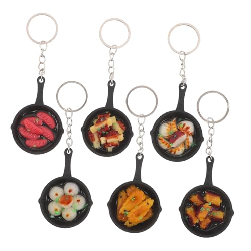 LABRIMP 6 Stück Teiliges Mini-food Schlüsselanhänger mit Pfannen-design Lustige Taschenanhänger für Tote Bags Leichte Vielseitige Miniatur Lebensmittel Charms als Partydeko und von LABRIMP