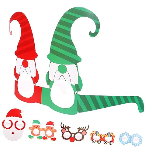 LABRIMP 6 Stück Teiliges Papierbrillen für Weihnachtsfeiern Lustige Weihnachtsbrillen für Fotos Leichte Partyaccessoires für Festliche Anlässe von LABRIMP