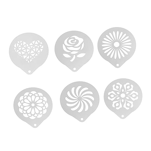 LABRIMP 6 Stück Teiliges Set Kaffeeschablonen aus DIY Latte Art Vorlagen für Cappuccino und Milchschaum Dekoration Schablonen für Kaffee und Dessertgestaltung von LABRIMP
