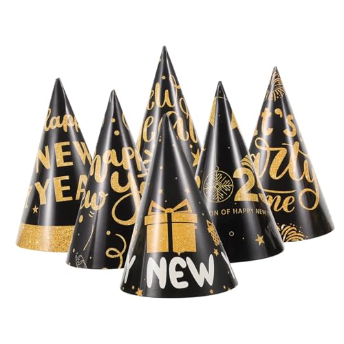 LABRIMP 6 Stück Teiliges Silvester Party Papierhüte Schwarz Gold Years Eve Party Supplies mit Elastischem Band für Erwachsene Leichte Foto Requisiten Geburtstag Karneval LABRIMP 6 Stück Teiliges Silvester Party Papierhüte Schwarz Gold Years Eve Party Supplies mit Elastischem Band für Erwachsene Leichte Foto Requisiten Geburtstag Karneval von LABRIMP