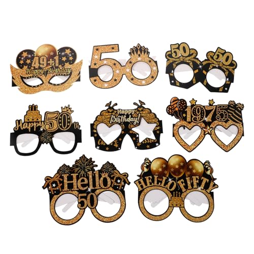 LABRIMP 8 Stück Teiliges Geburtstagsbrillen aus Stabilem Papier Schwarze und Goldene Partybrillen als Lustige Foto-requisiten Komfortable Geburtstagsparty-accessoires für Erwachsene und von LABRIMP
